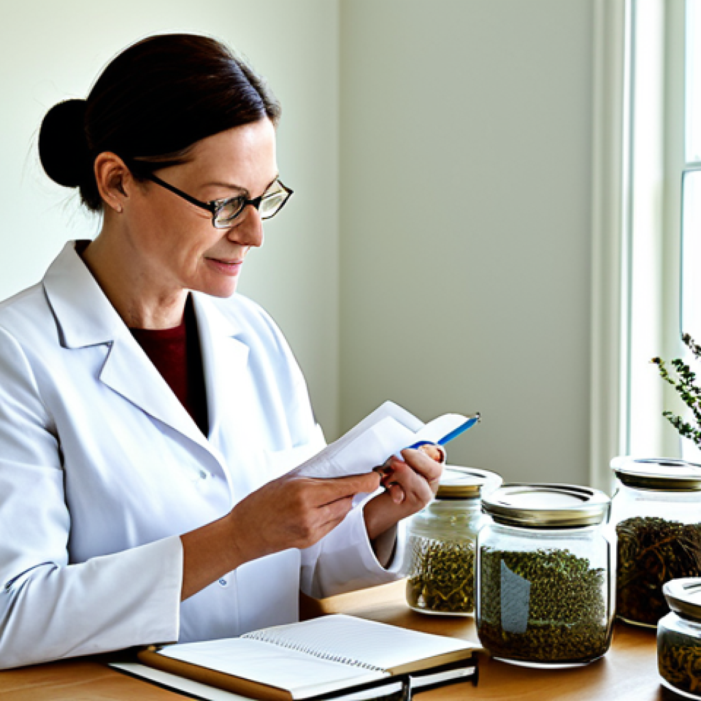 한의사 한약 처방 사례 - Herbalist Consultation**

"A professional herbalist in a bright, airy office, consulting with a full...