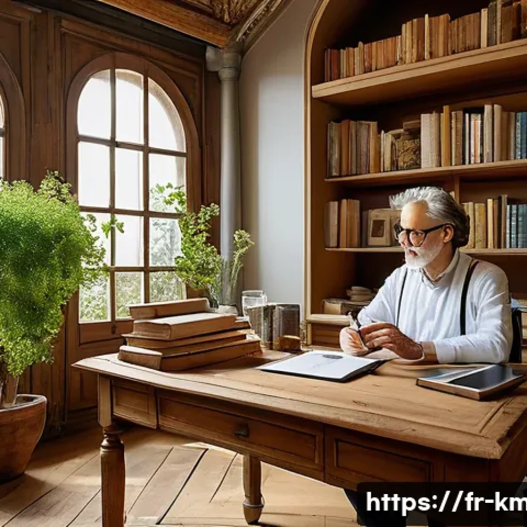한의학과 디지털 진료 - A modern French herbalist&rsquo;s consultation room blending traditional medicinal elements and advanced d...