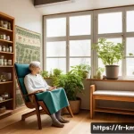 한의사 업무사례 분석 - A serene traditional medicine clinic scene in a modern French urban setting, showing a middle-aged m...