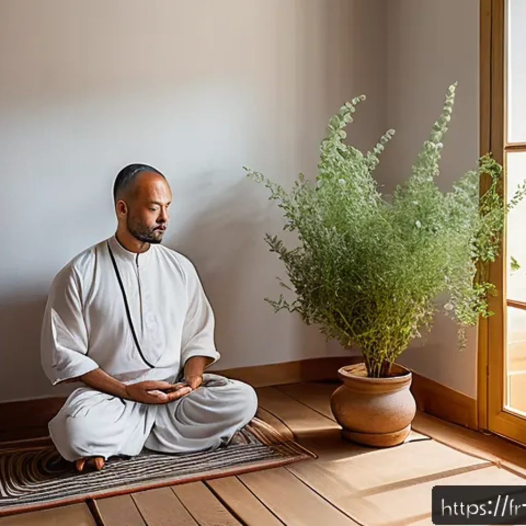 한의사로서의 하루 일과 - A serene early morning scene inside a traditional medicine practitioner's consultation room in Franc...