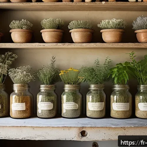한의사로서의 첫 직장 경험 - A serene traditional herbalist&rsquo;s workshop in a French countryside setting, featuring wooden shelves ...
